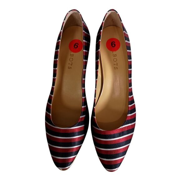 Talbots Kelsey Block Heel Pumps Shoes Textile Striped Women's 6 - Picture 4 of 8